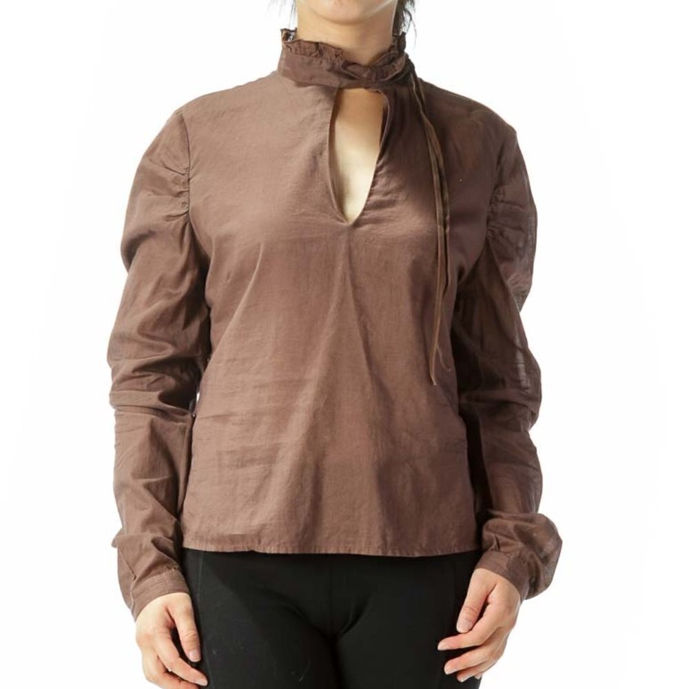 Jill Stuart Brown Open Back Blouse